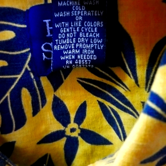 High Sierra - Button down shirt, Size  - L, Color - Yellow W/blue floral/leaf - Picture 6 of 9